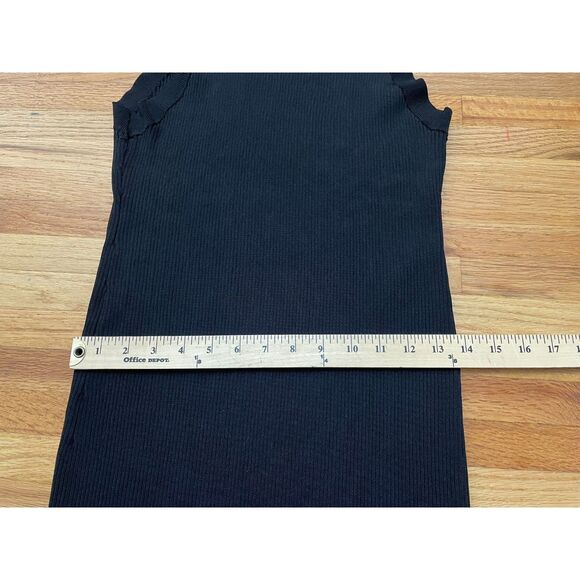 Good American Women's Dress Long Maxi Side Slit Ribbed Mock Neck 5/6 Black - Picture 7 of 8